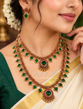 EMERALD GREEN ELEGANT TRADITIONAL PALAKKA NECKLACE SET
