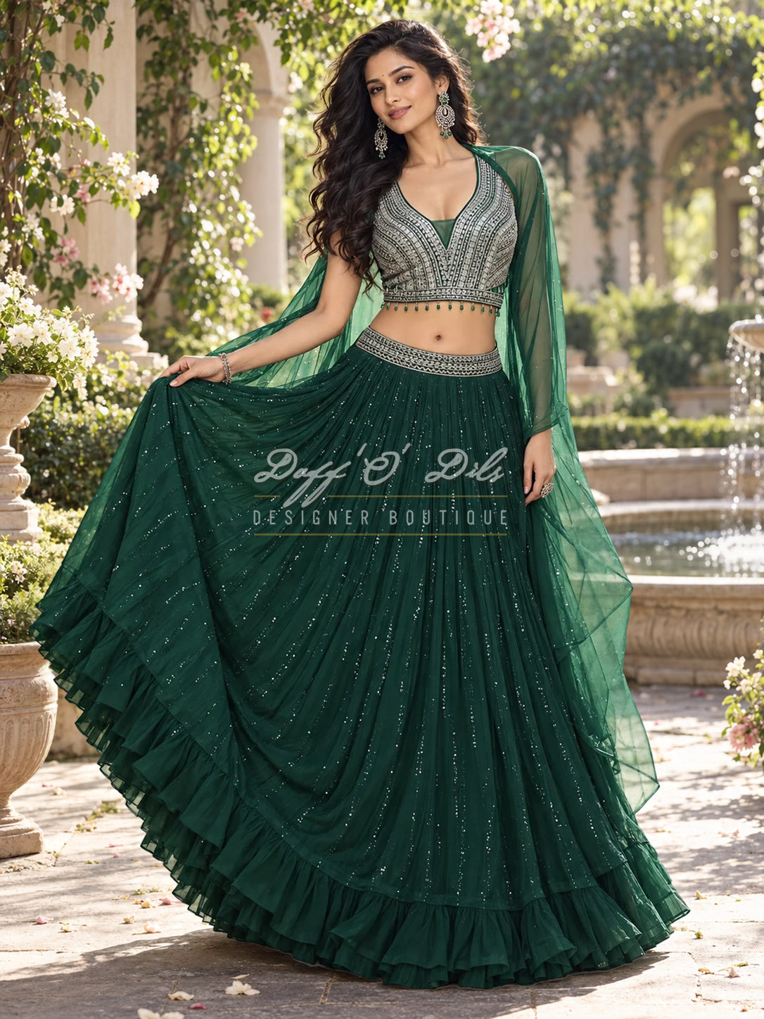 Designer Party Wear Crop Top & Lehenga Set