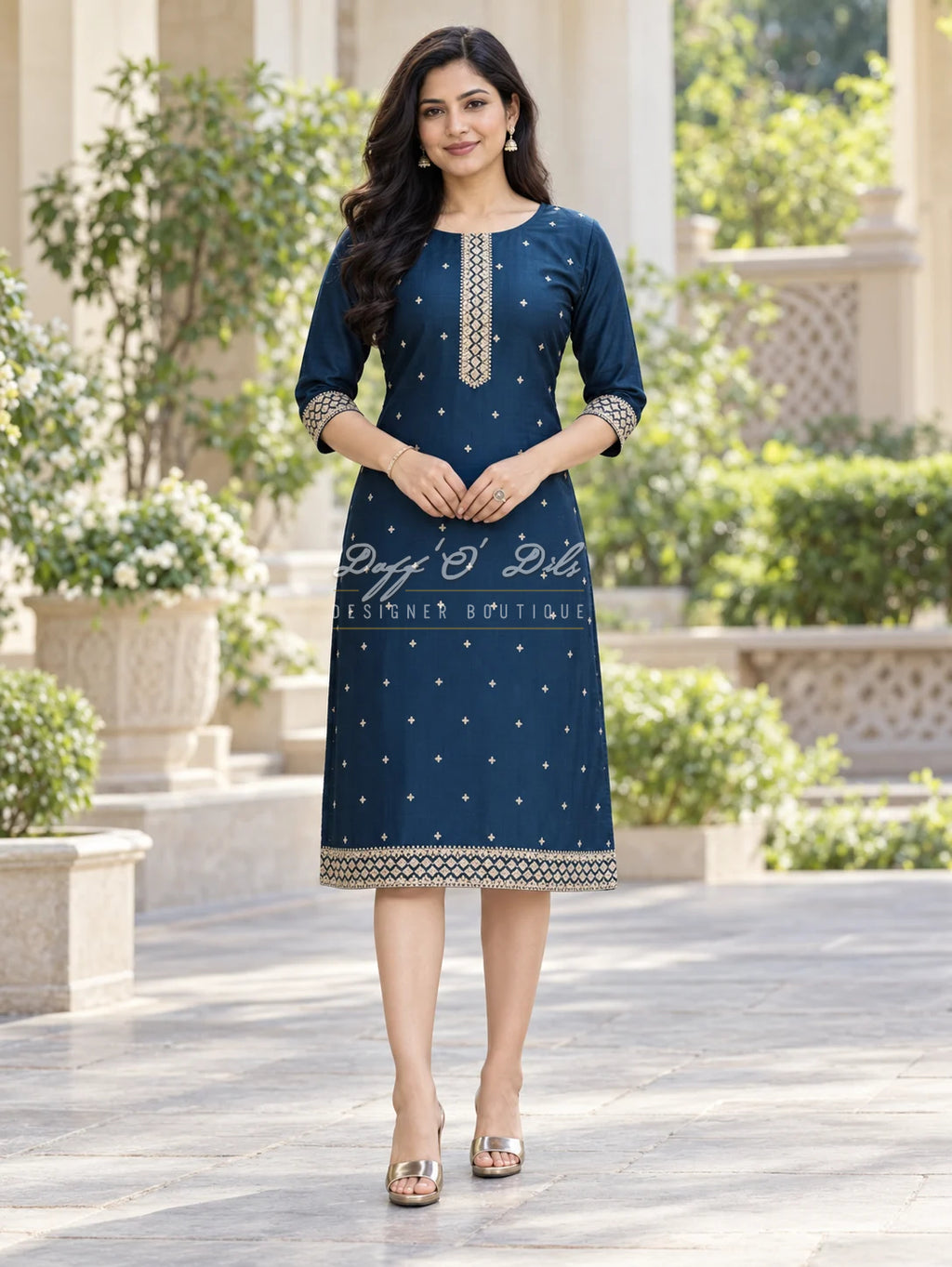 SILK STRAIGHT CUT DESIGNER KURTI