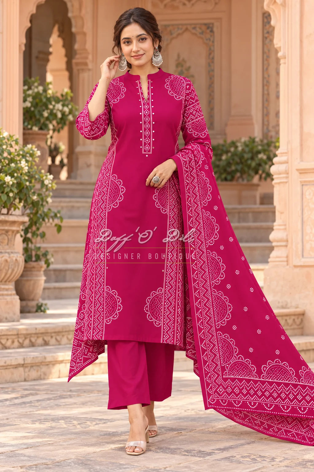 PREMIUM COTTON BANDHEJ SUIT SET