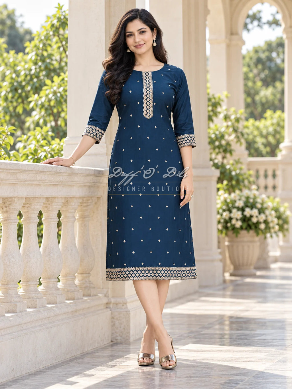 SILK STRAIGHT CUT DESIGNER KURTI