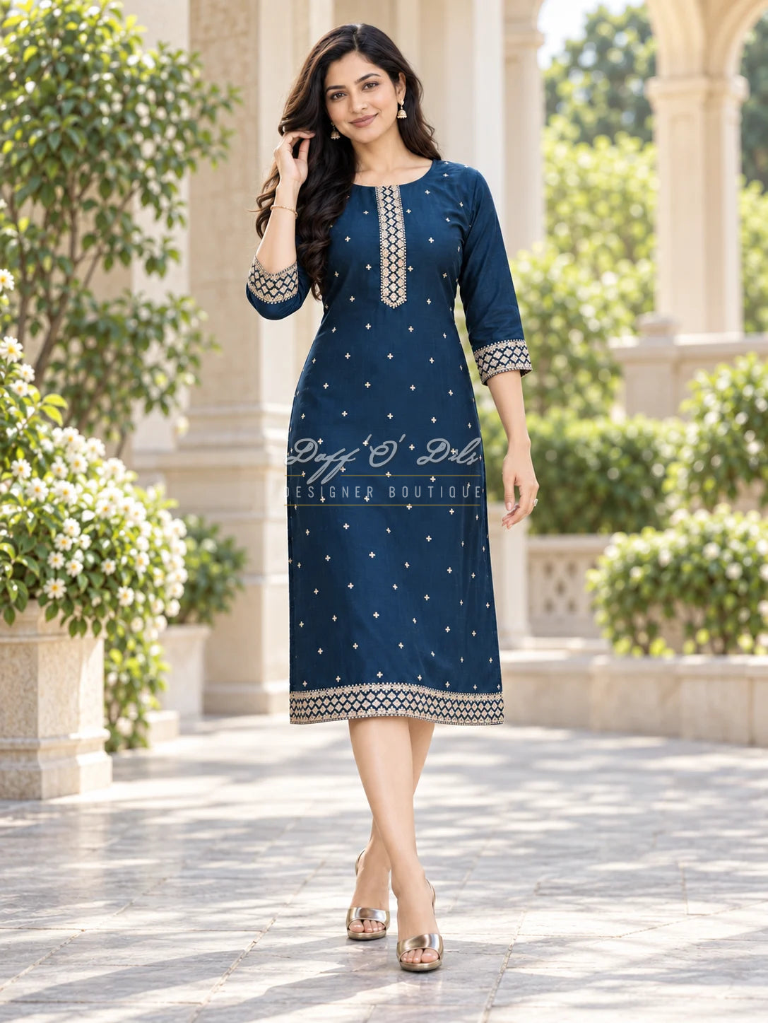 SILK STRAIGHT CUT DESIGNER KURTI