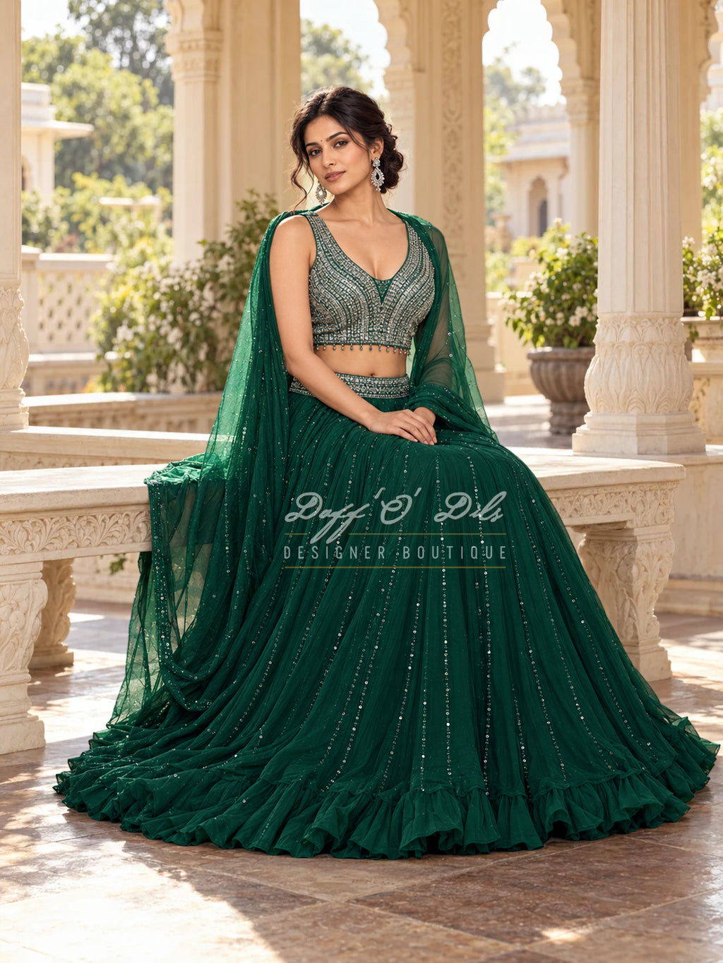 Designer Party Wear Crop Top & Lehenga Set