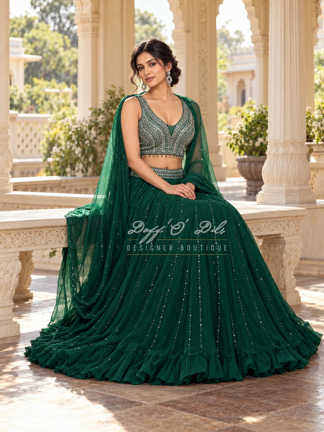 Designer Party Wear Crop Top & Lehenga Set