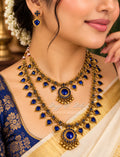 ROYAL BLUE ELEGANT TRADITIONAL PALAKKA NECKLACE SET