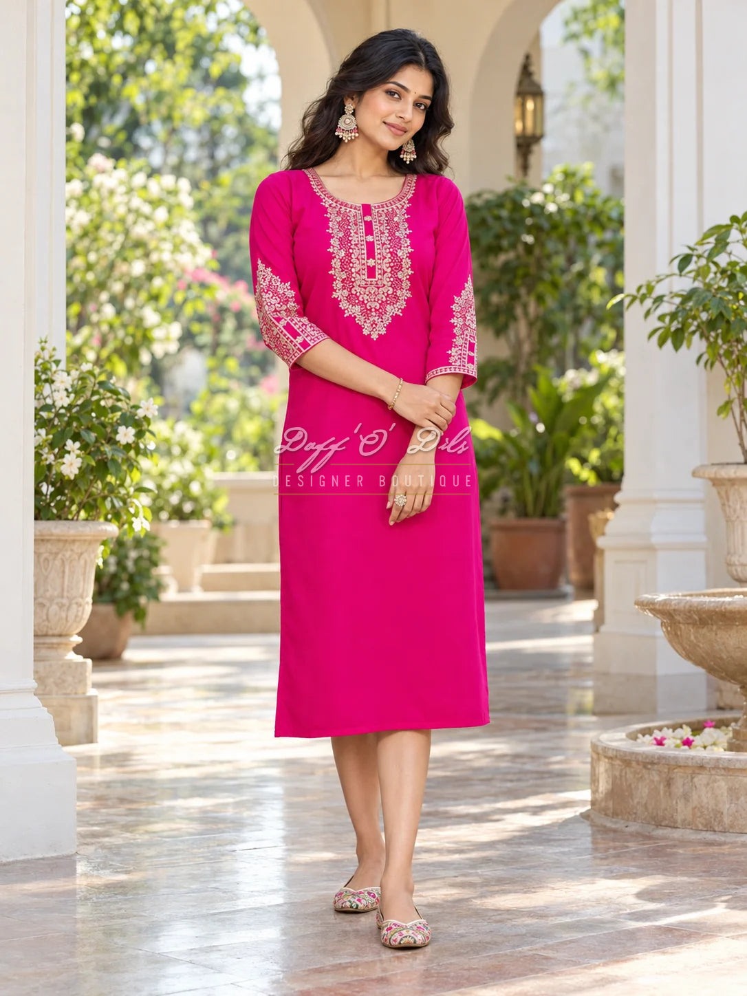 SILK STRAIGHT CUT DESIGNER KURTI