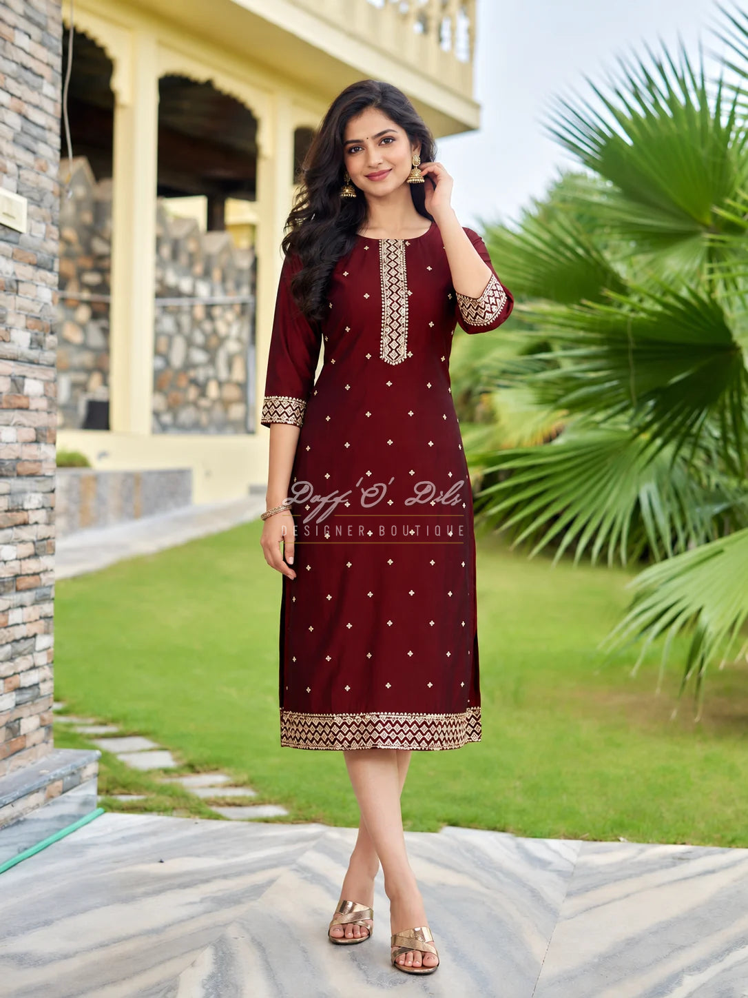 SILK STRAIGHT CUT DESIGNER KURTI