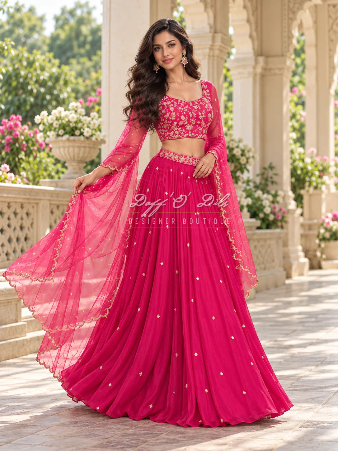 Designer Party Wear Crop Top & Lehenga Set