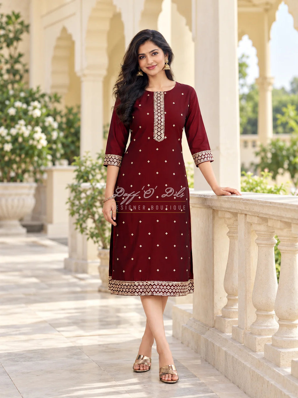 SILK STRAIGHT CUT DESIGNER KURTI