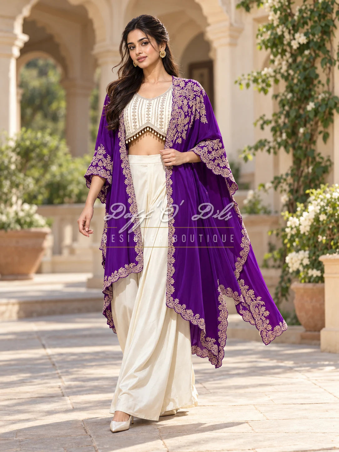 PREMIUM CREPE EMBROIDERED INDO-WESTERN DRESS