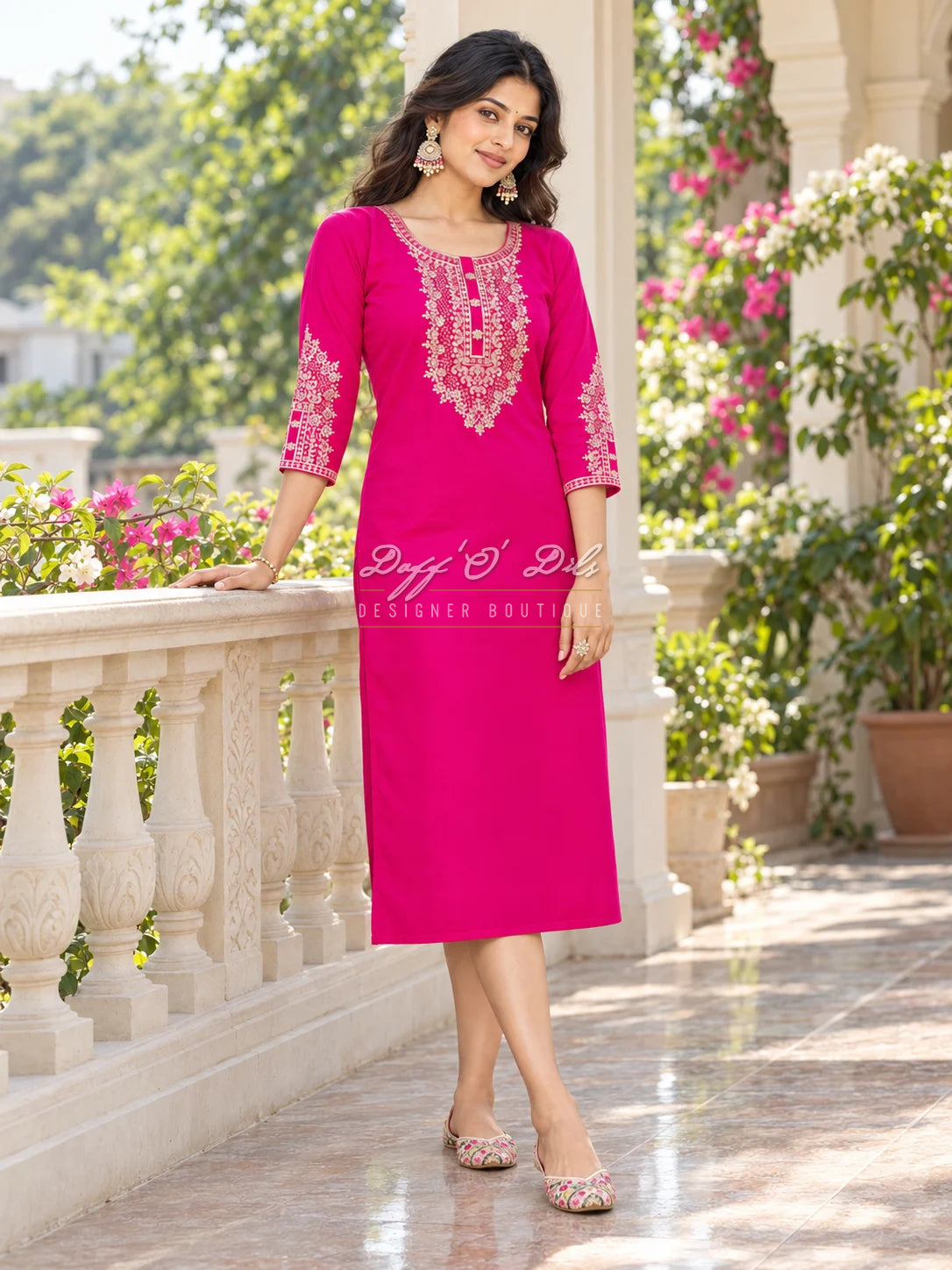SILK STRAIGHT CUT DESIGNER KURTI