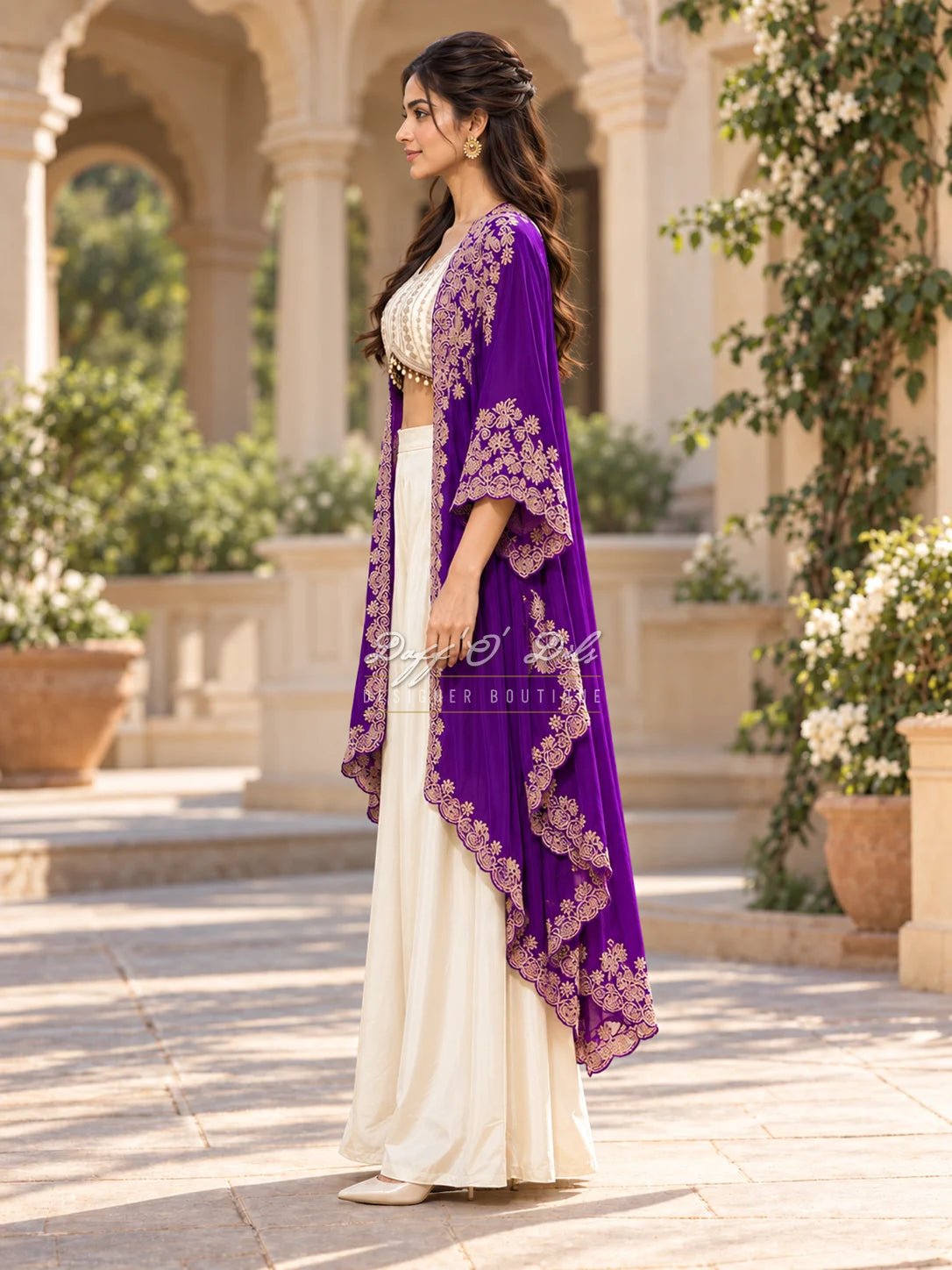 PREMIUM CREPE EMBROIDERED INDO-WESTERN DRESS