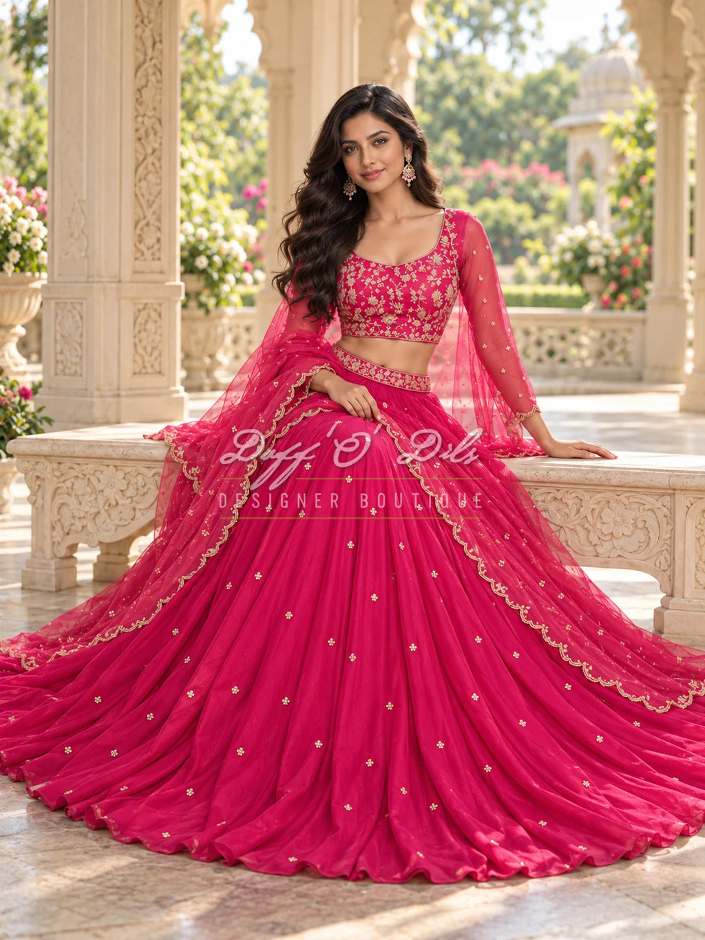 Designer Party Wear Crop Top & Lehenga Set