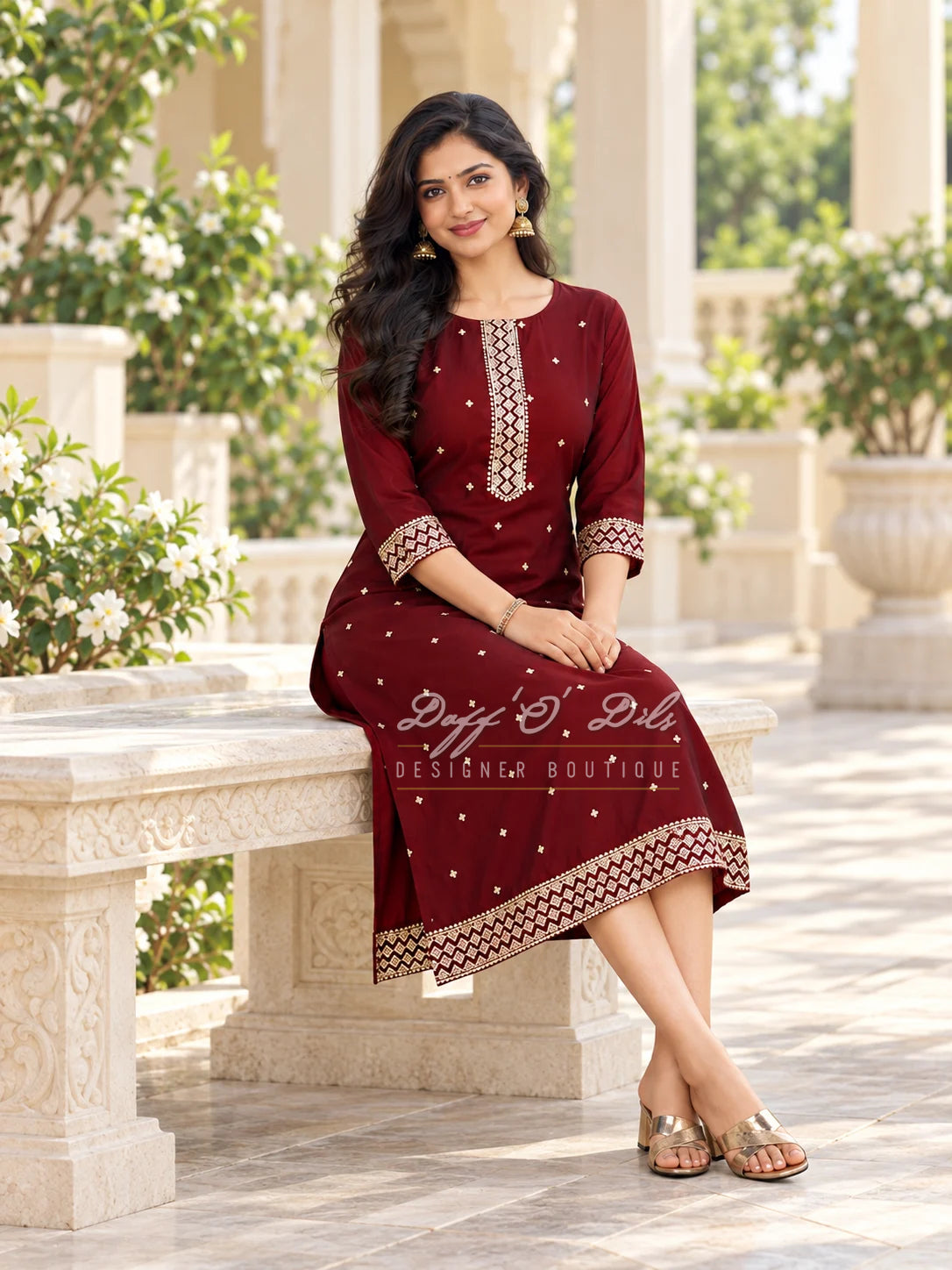 SILK STRAIGHT CUT DESIGNER KURTI