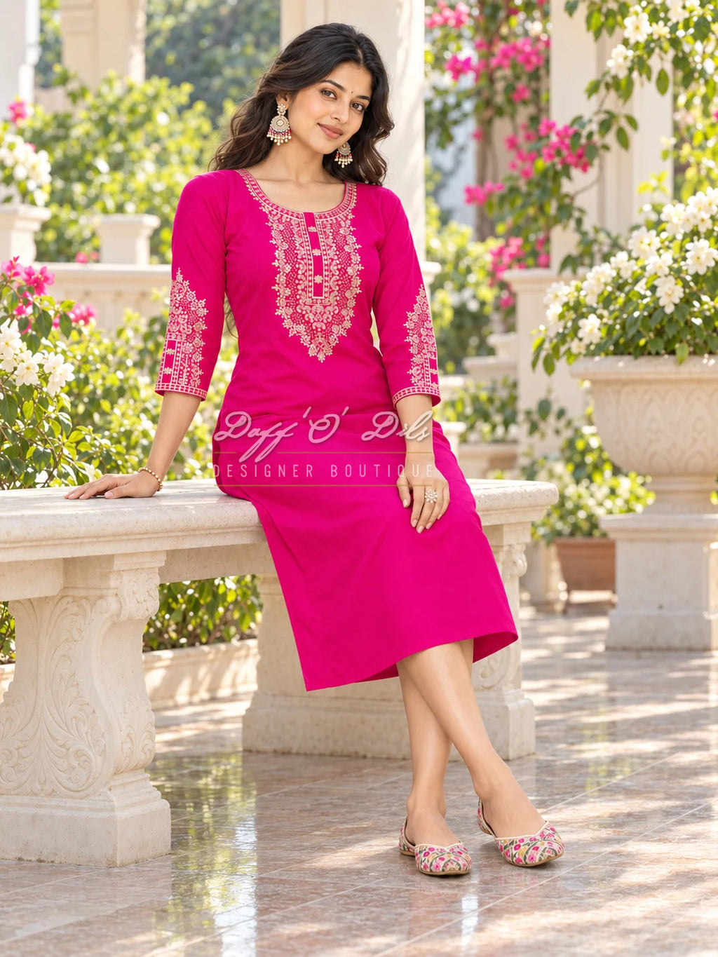 SILK STRAIGHT CUT DESIGNER KURTI