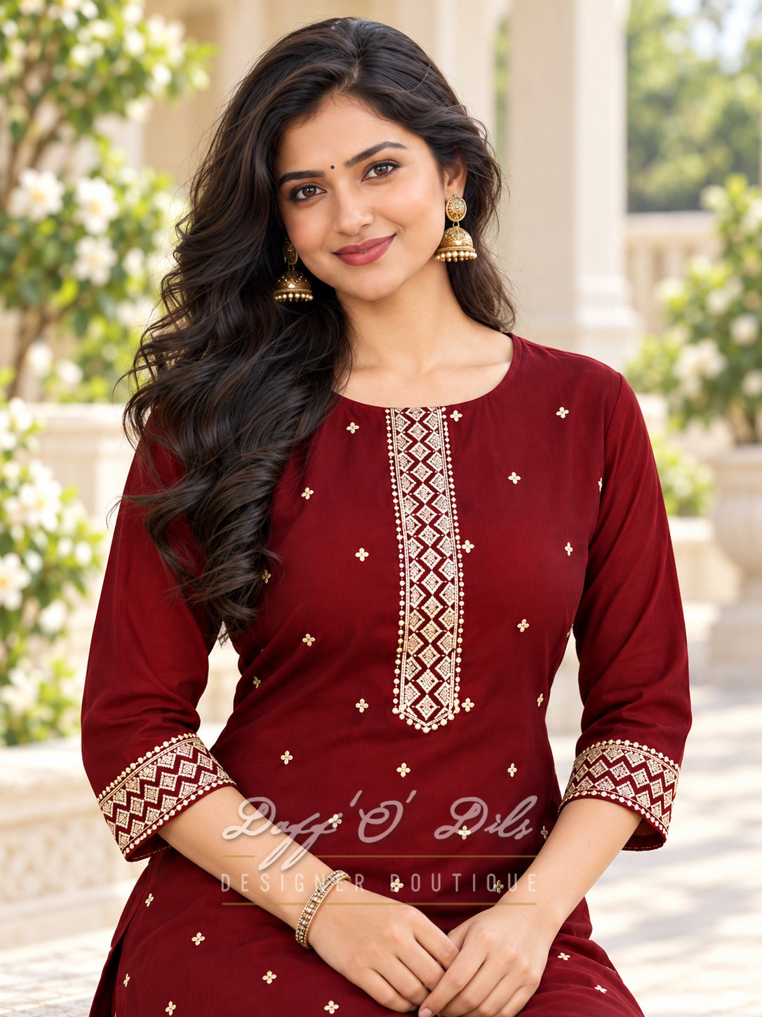 SILK STRAIGHT CUT DESIGNER KURTI