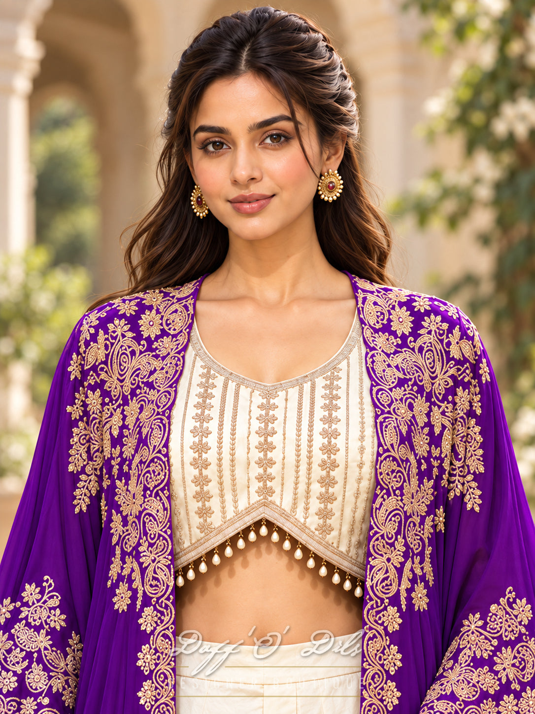 PREMIUM CREPE EMBROIDERED INDO-WESTERN DRESS