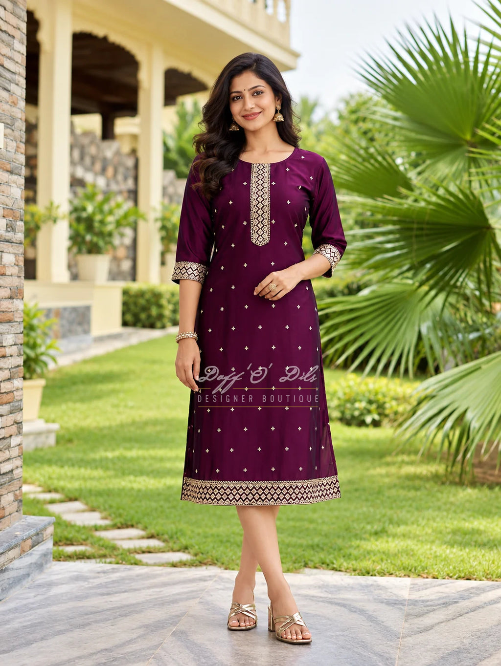 SILK STRAIGHT CUT DESIGNER KURTI