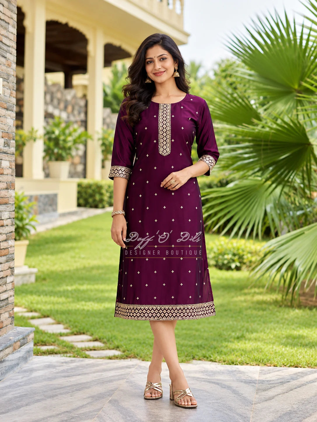SILK STRAIGHT CUT DESIGNER KURTI