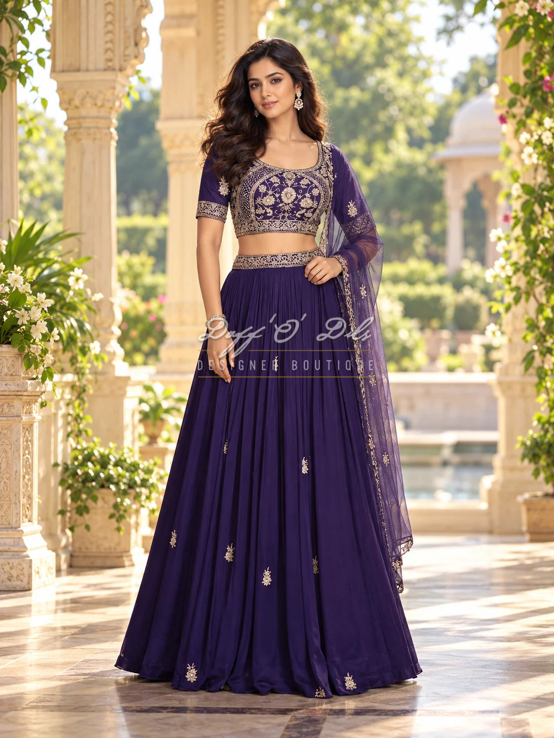 Designer Party Wear Crop Top & Lehenga Set