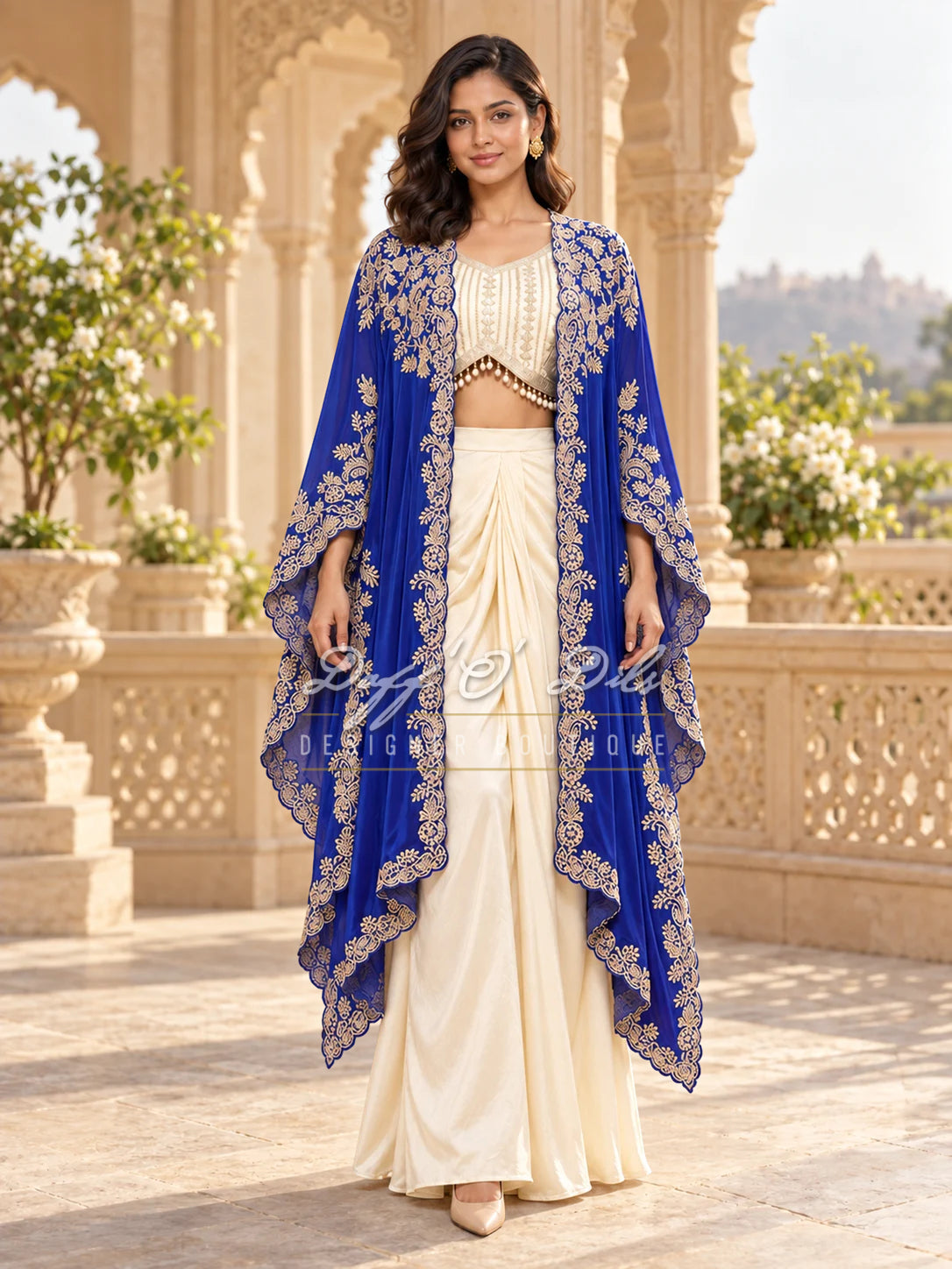 PREMIUM CREPE EMBROIDERED INDO-WESTERN DRESS