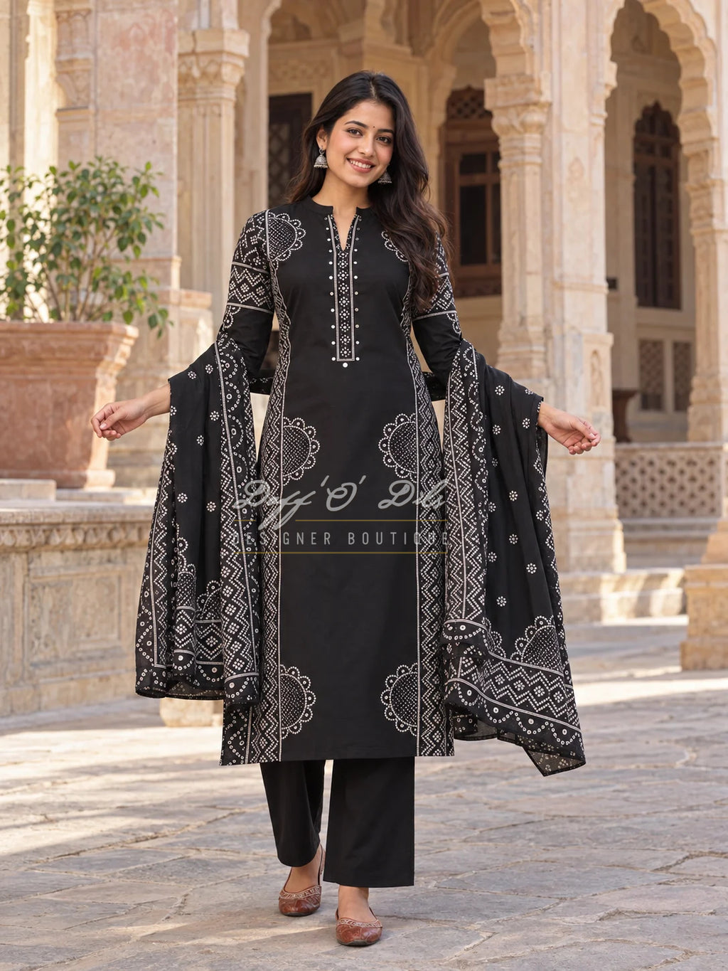 PREMIUM COTTON BANDHEJ SUIT SET