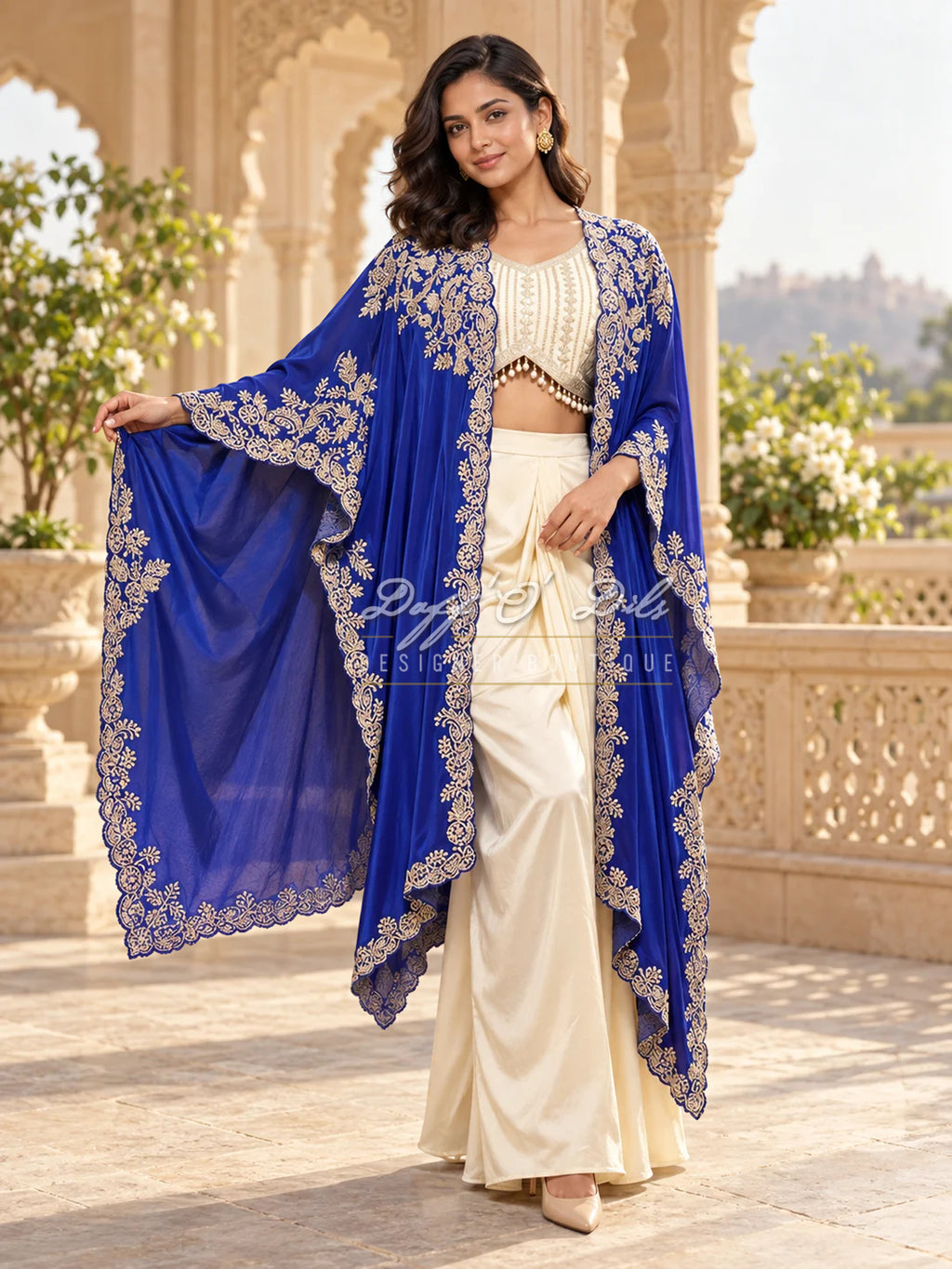 PREMIUM CREPE EMBROIDERED INDO-WESTERN DRESS