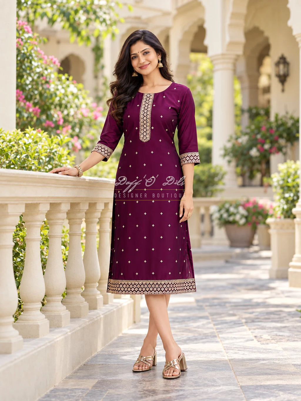 SILK STRAIGHT CUT DESIGNER KURTI