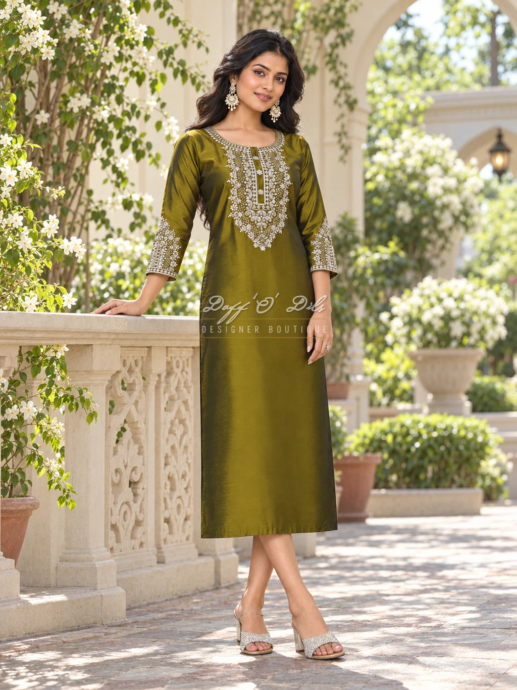 SILK STRAIGHT CUT DESIGNER KURTI