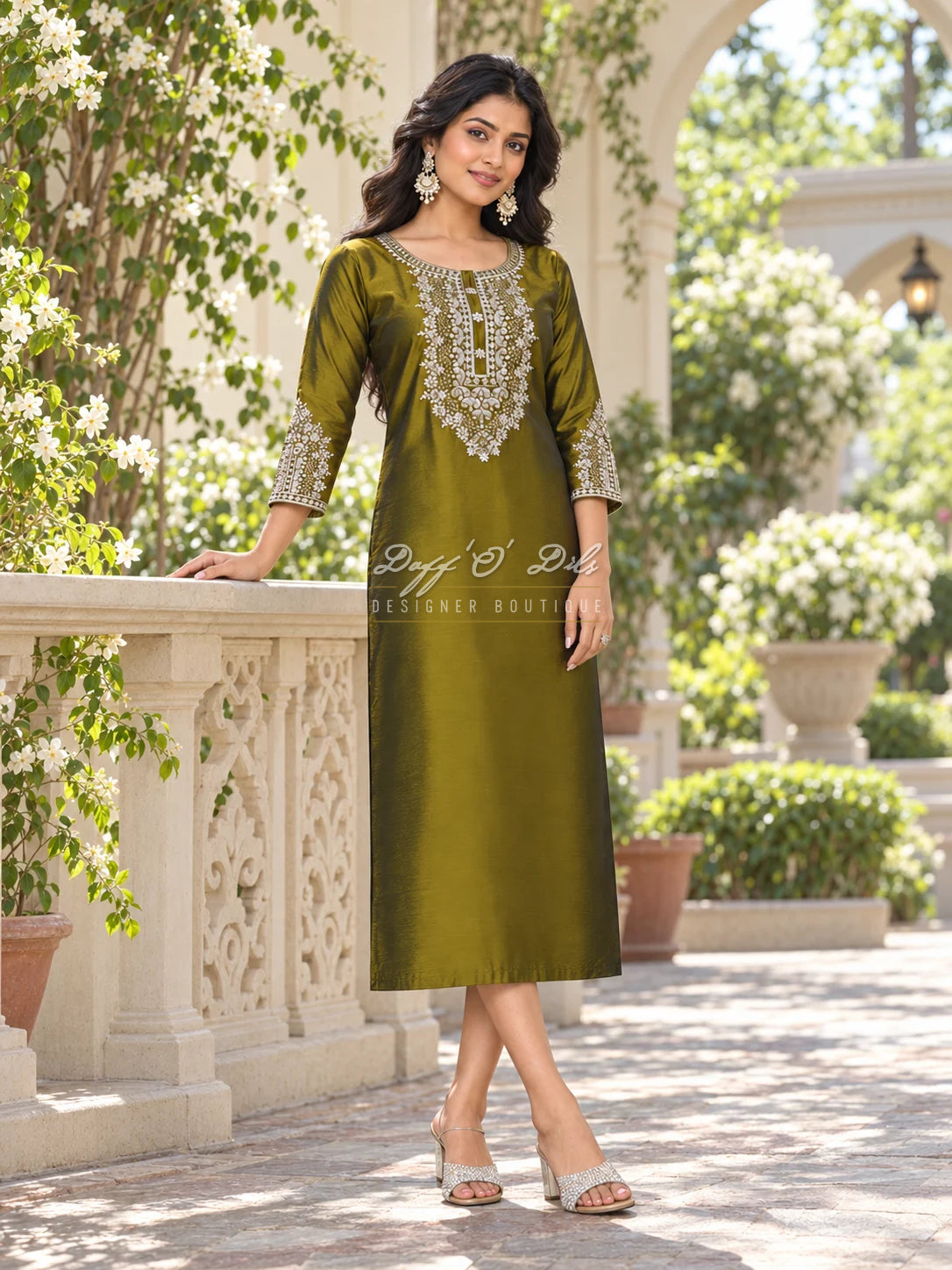 SILK STRAIGHT CUT DESIGNER KURTI