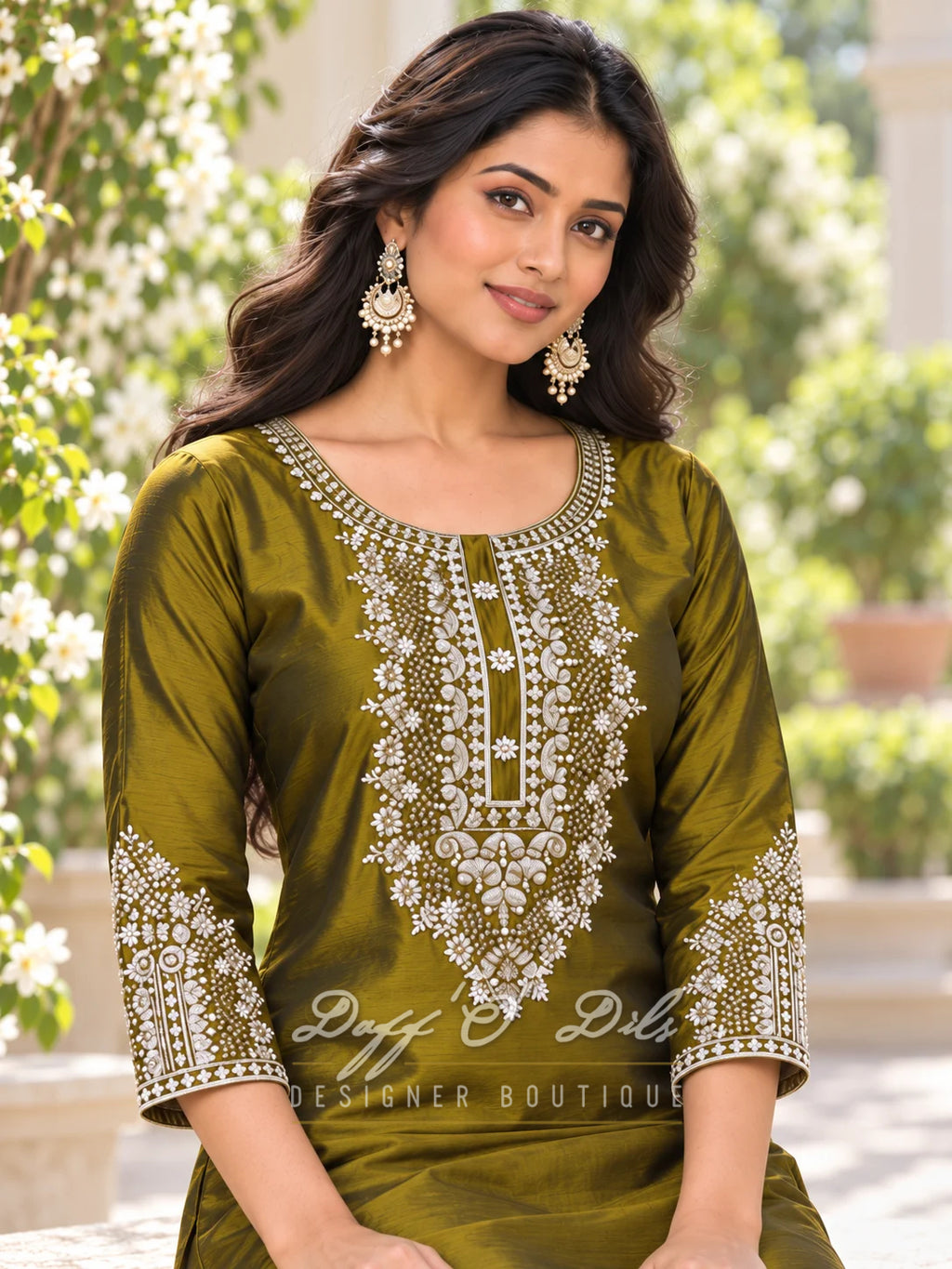 SILK STRAIGHT CUT DESIGNER KURTI