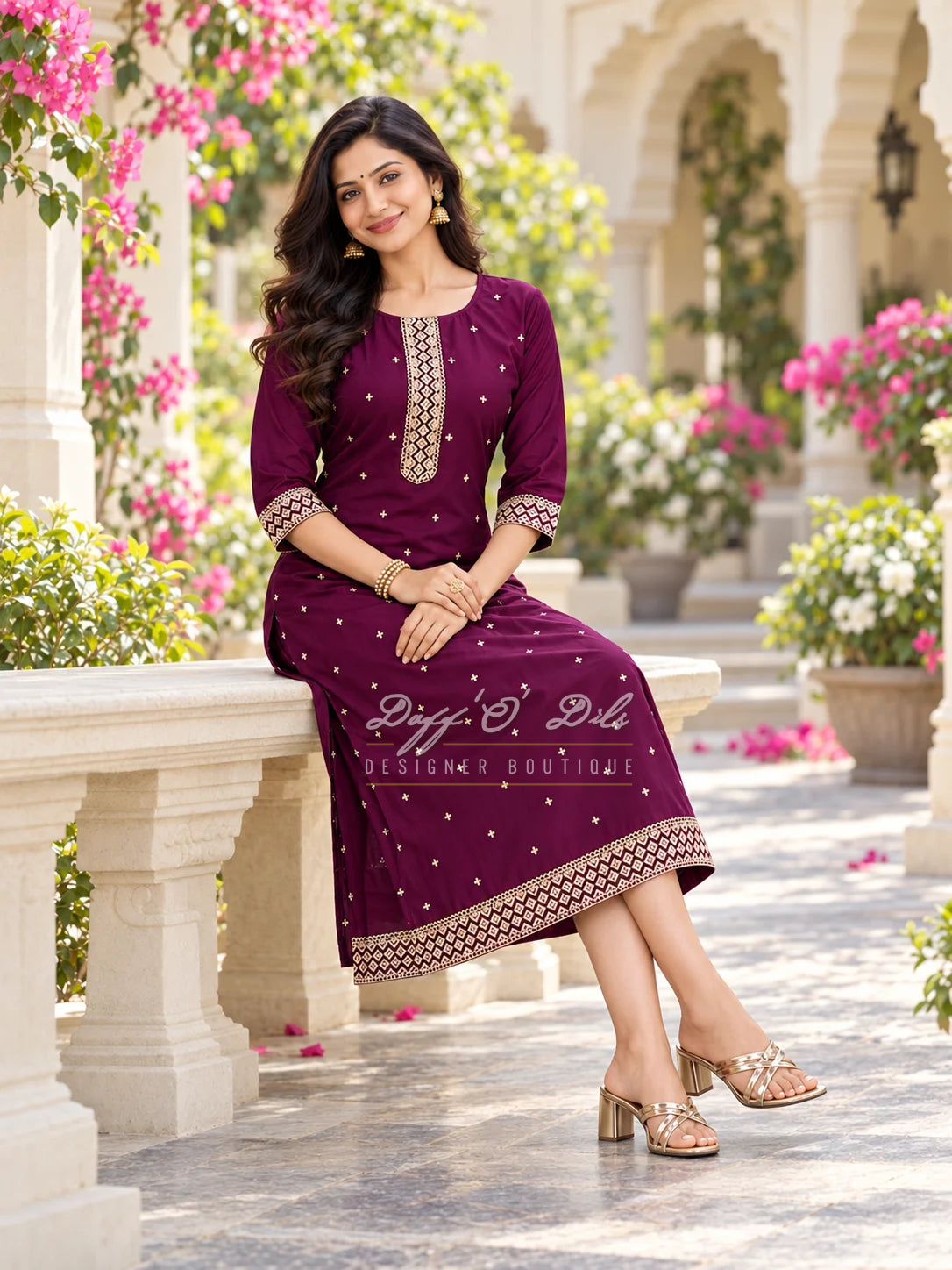 SILK STRAIGHT CUT DESIGNER KURTI