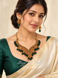 ANTIQUE GOLD-TONE NECKLACE & EARRING SET