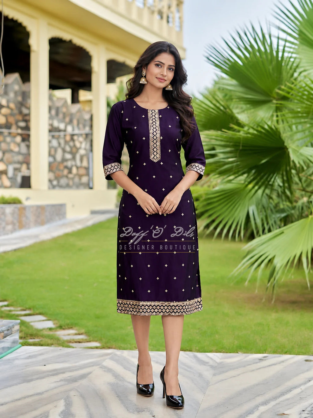 SILK STRAIGHT CUT DESIGNER KURTI