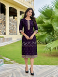 SILK STRAIGHT CUT DESIGNER KURTI