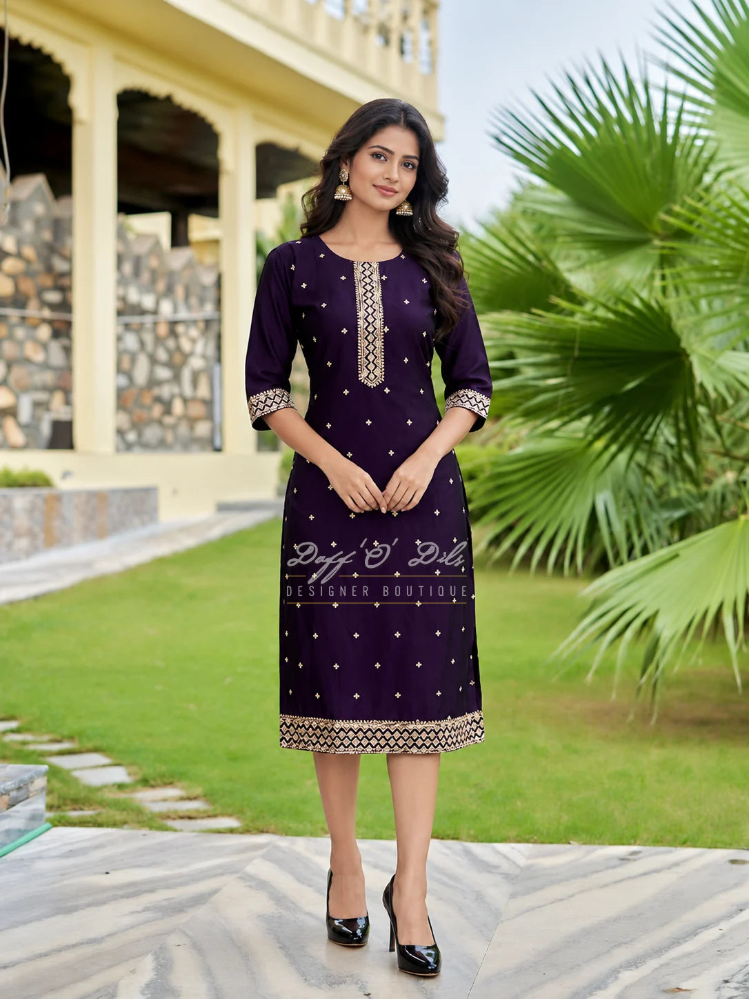 SILK STRAIGHT CUT DESIGNER KURTI