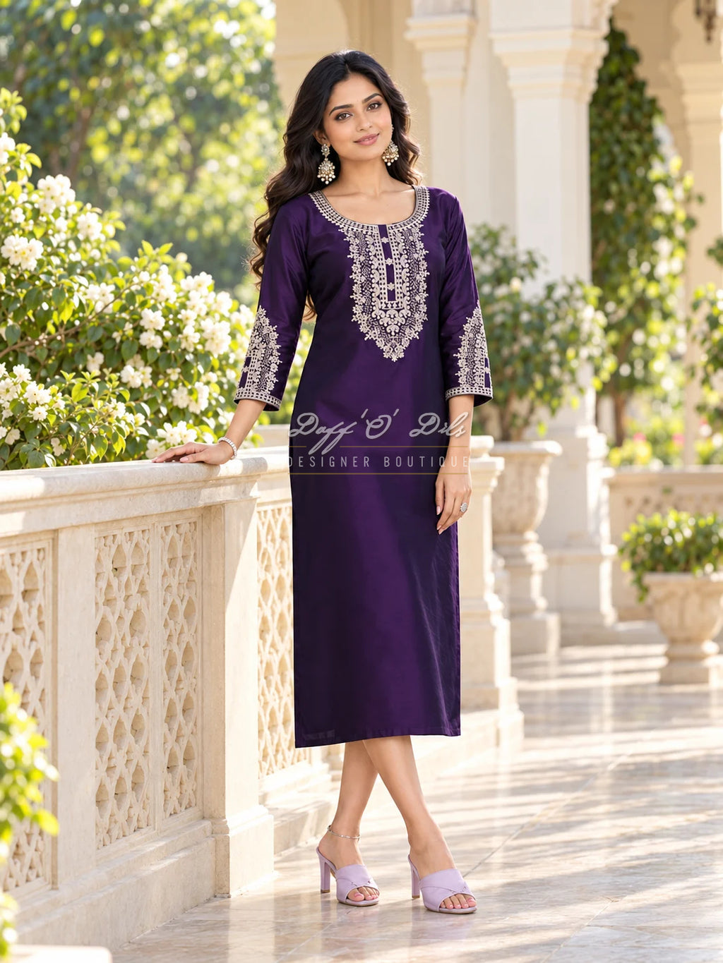 SILK STRAIGHT CUT DESIGNER KURTI