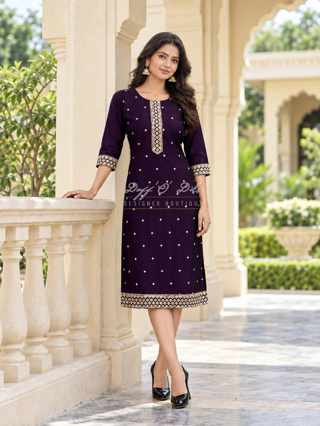 SILK STRAIGHT CUT DESIGNER KURTI