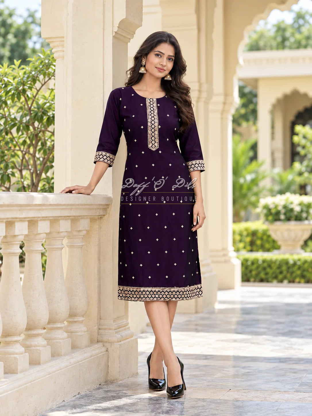 SILK STRAIGHT CUT DESIGNER KURTI