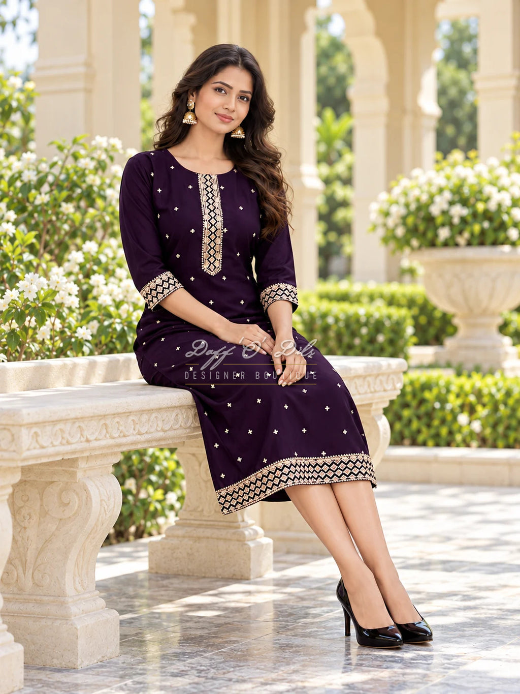 SILK STRAIGHT CUT DESIGNER KURTI