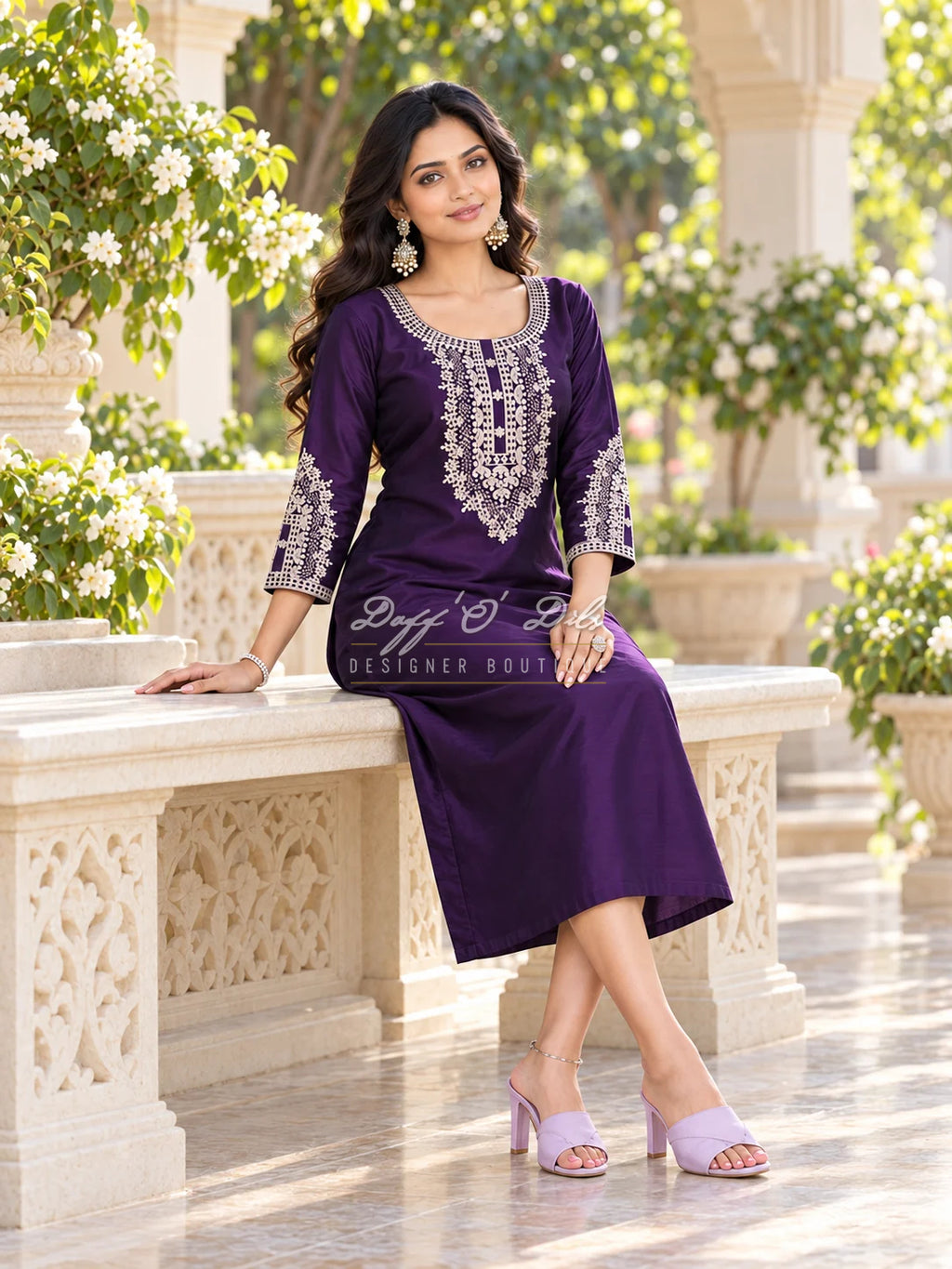 SILK STRAIGHT CUT DESIGNER KURTI