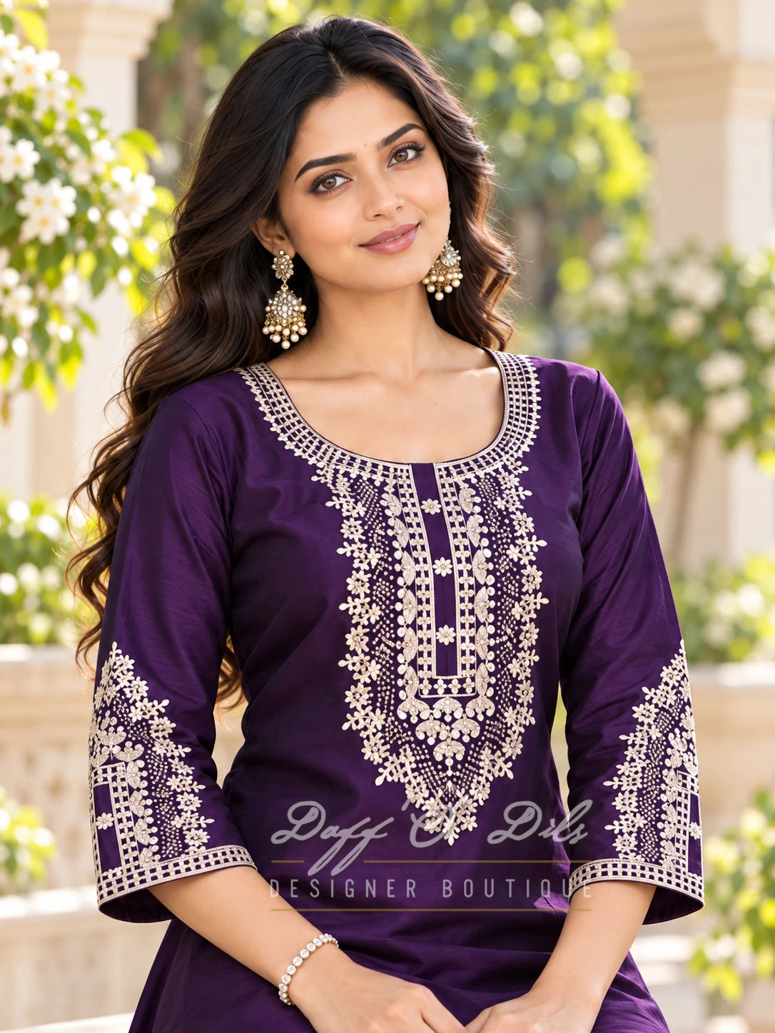SILK STRAIGHT CUT DESIGNER KURTI