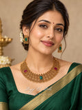 ANTIQUE GOLD-TONE NECKLACE & EARRING SET