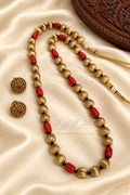 Antique Gold & Red Beaded Jewelry Set