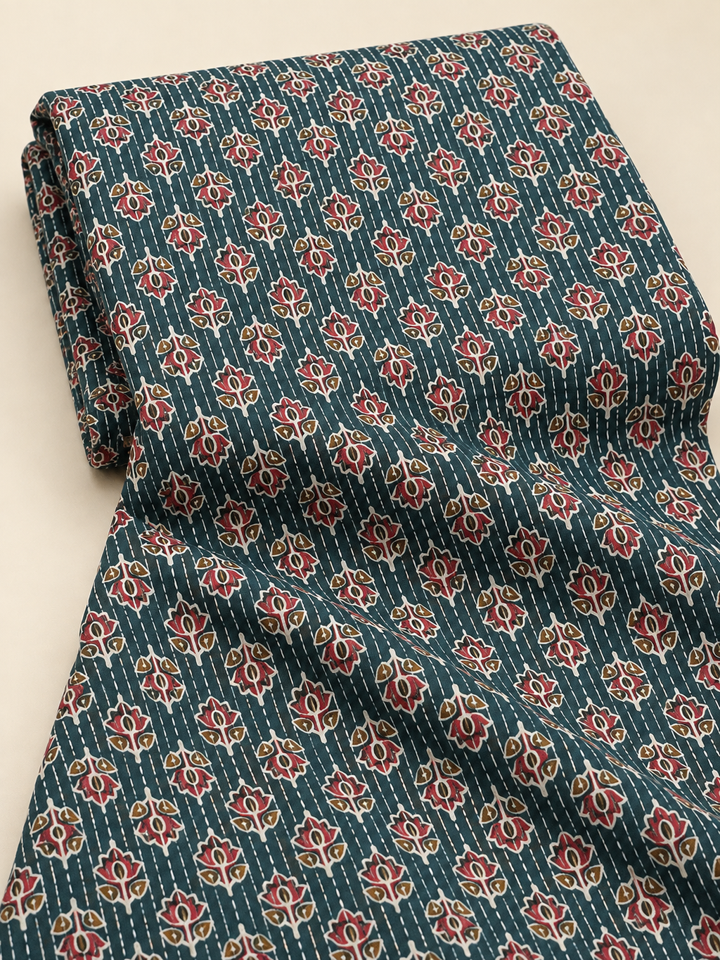 PRINTED COTTON KANTHA WORK FABRIC