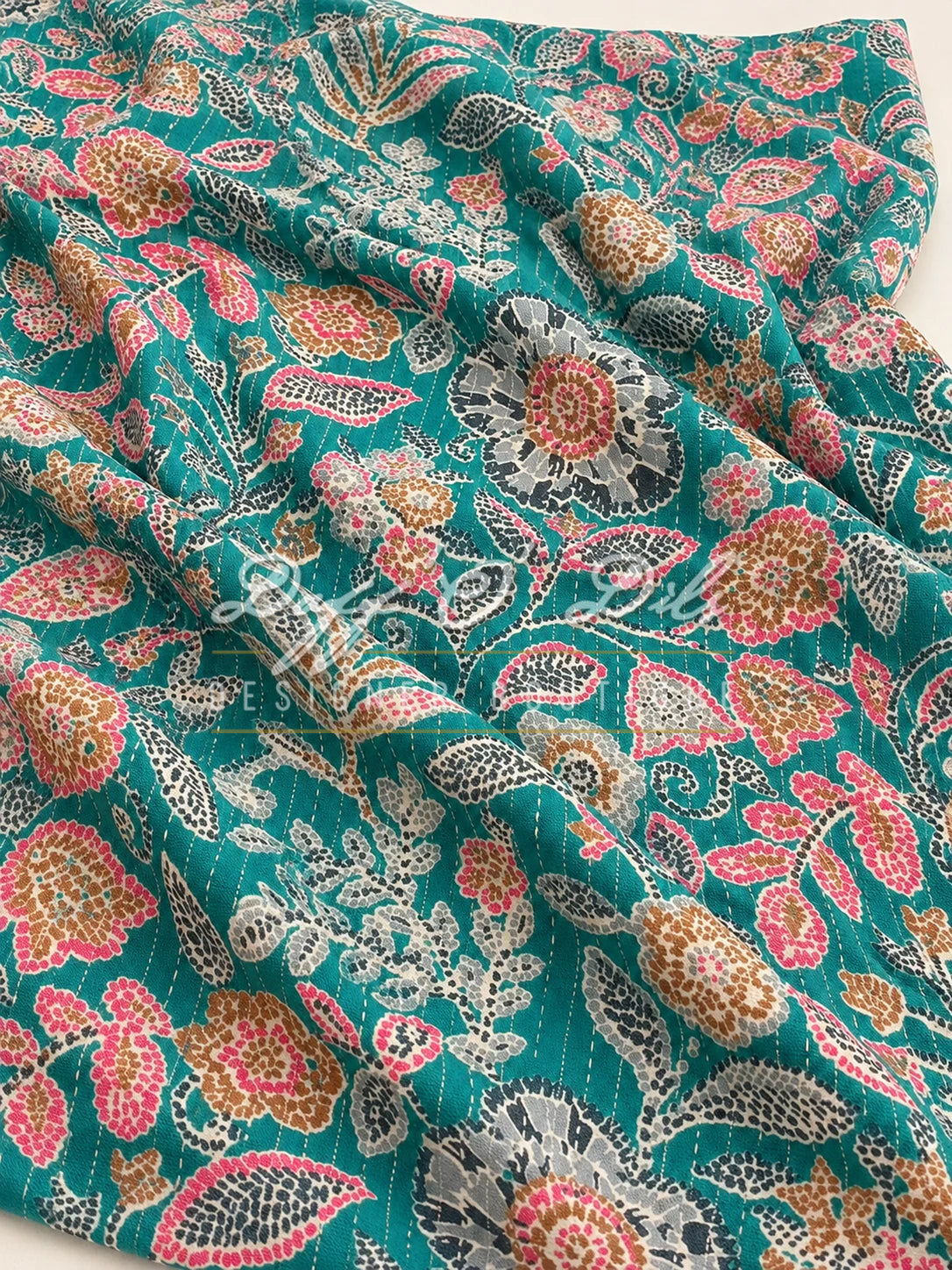 PRINTED COTTON KANTHA WORK FABRIC