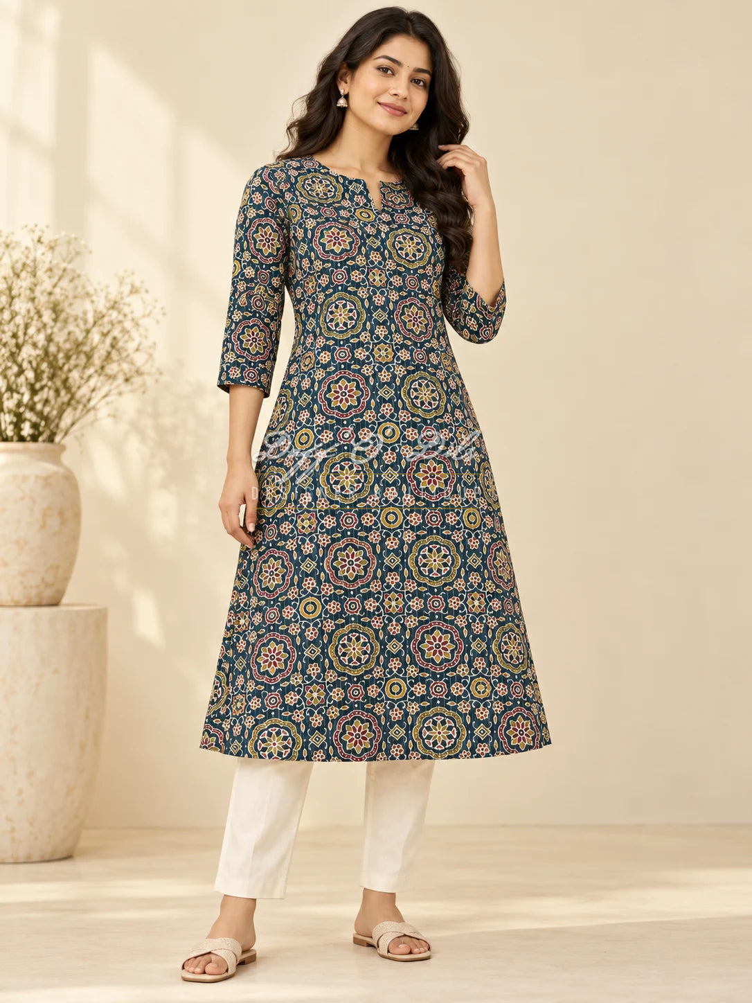 PRINTED COTTON KANTHA WORK FABRIC