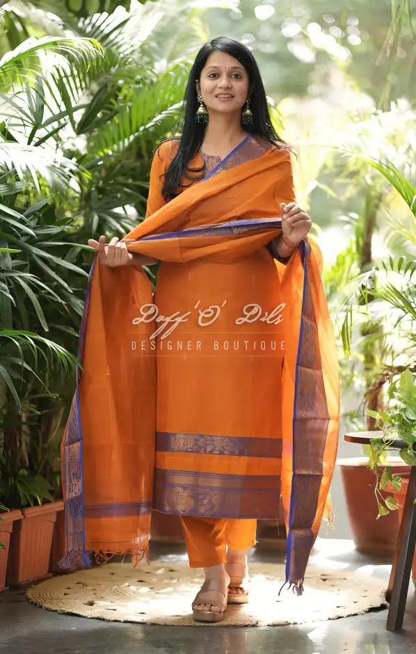 Rust Orange Cotton Suit Set