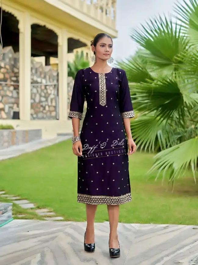 Silk Straight Cut Designer Kurti